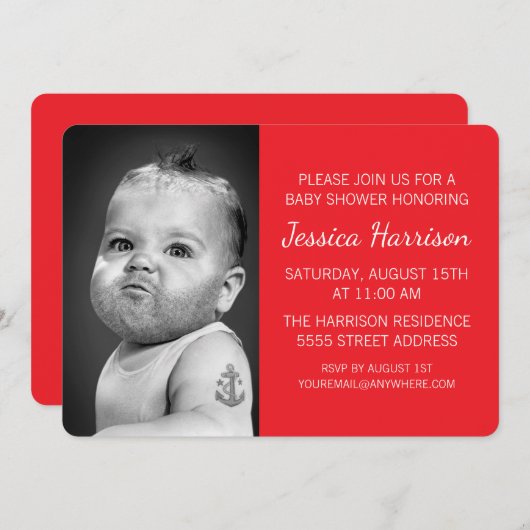 Starkes Beared Baby Einladung (Vorne/Hinten)