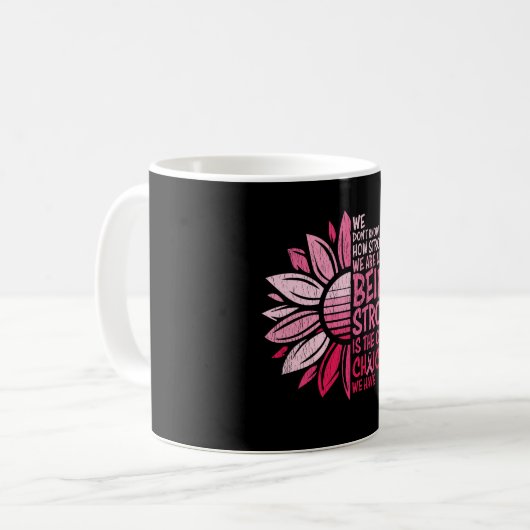 Starkes Brustkrebs-Bewusstsein Sonnenblumen Kaffeetasse (Vorderseite Links)