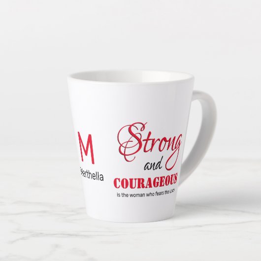 STARKES COURAGEOUS FRAU Christliches Monogramm Milchtasse (Rechte Ecke)