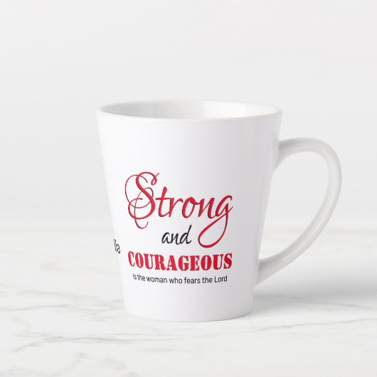 STARKES COURAGEOUS FRAU Christliches Monogramm Milchtasse (Rechts)