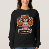 Starkes Gym Katze Mama Sweatshirt (Vorderseite)