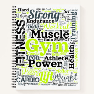 Starkes Gym-Workout-Wortwolke Notizblock