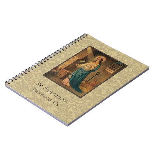 Starkes Heiliges St. Philomena mit Gott Notizblock (Linke Seite)