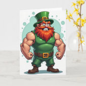 Starkes Leprechaun-Porträt Karte (Gelbe Blume)