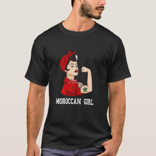 Starkes marokkanisches Mädchen marokkanische Flagg T-Shirt