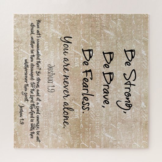 Starkes, mutiges, furchtloses Zitat mit dem Bibelv Puzzle (Horizontal)