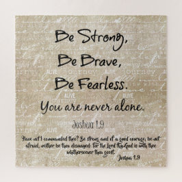 Starkes, mutiges, furchtloses Zitat mit dem Bibelv Puzzle