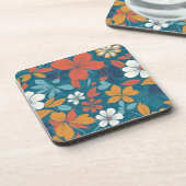 Starkes Sommerblumenmuster Getränkeuntersetzer (Linke Seite)