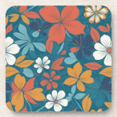 Starkes Sommerblumenmuster Getränkeuntersetzer (Vorderseite)