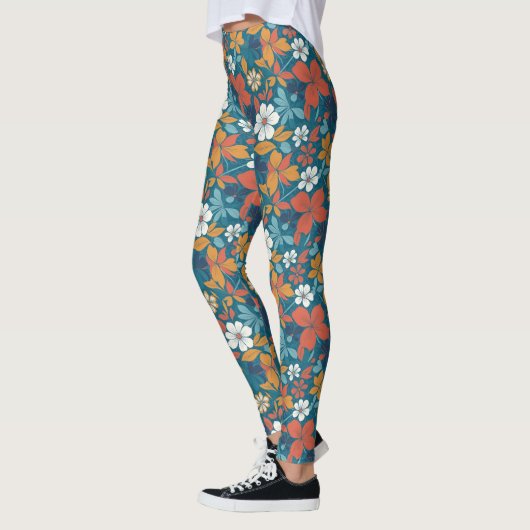 Starkes Sommerblumenmuster Leggings (Links)