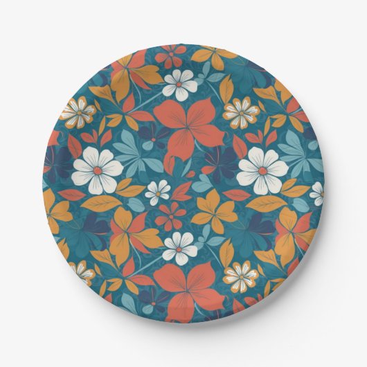 Starkes Sommerblumenmuster Pappteller (Vorderseite)