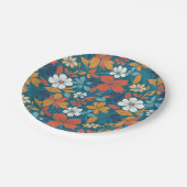 Starkes Sommerblumenmuster Pappteller (Schrägansicht)