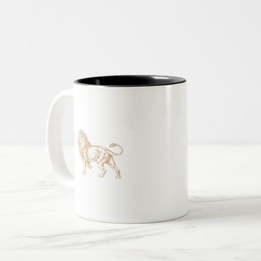 Starkes Stolz Lion Dunkles Gold Zweifarbige Tasse (Vorderseite Links)