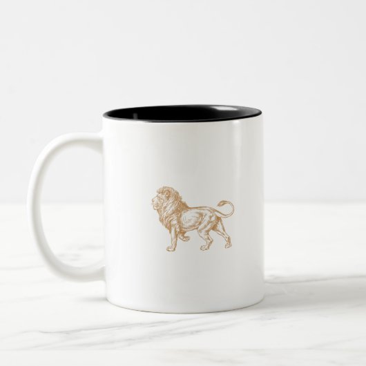 Starkes Stolz Lion Dunkles Gold Zweifarbige Tasse (Links)