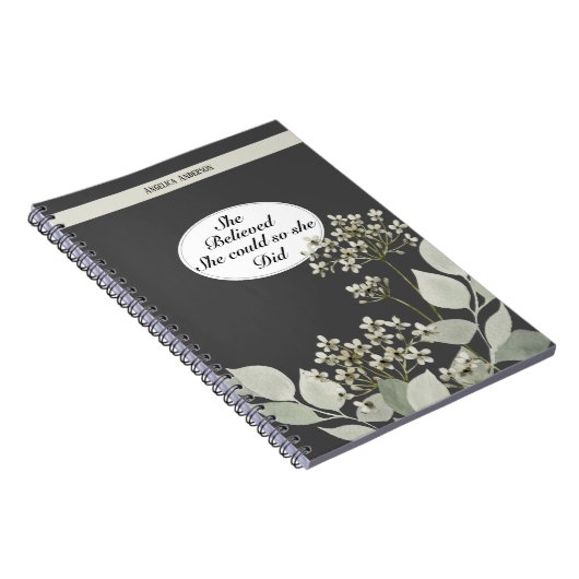 Starkes Zitat und Blumenheft für individuelle Name Notizblock (Rechte Seite)