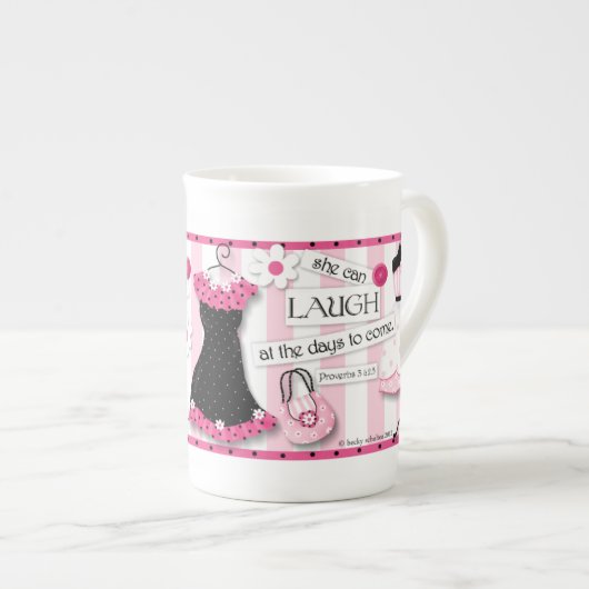 "Stärkeu. Würde" Scripture-China-Schale Porzellantasse (Vorderseite Rechts)