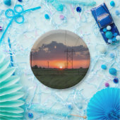 Starkstromleitungs-Sonnenuntergang-Landschaft Pappteller (Party)