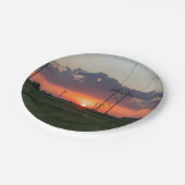 Starkstromleitungs-Sonnenuntergang-Landschaft Pappteller (Schrägansicht)