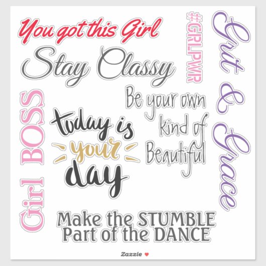 Stärkung der Rolle von Frauen in Quotes Vinyl Aufkleber (Blatt)