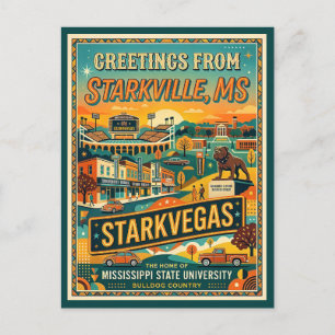 Starkville Mississippi StarkVegas im Vintage-Stil Postkarte
