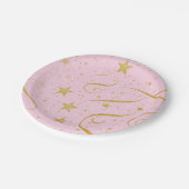 Starlight Blush - Pink & Gold Star Papierplatte Pappteller (Schrägansicht)
