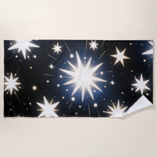 Starlight Bursts, strahlendes kosmisches Muster Strandtuch (Vorderseite)
