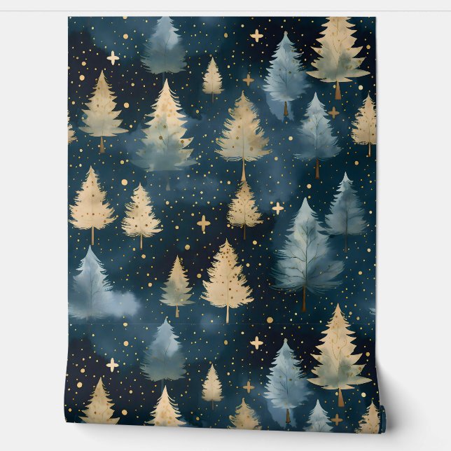 Starlight Evergreen Dreams Botanisch Tapete (Abrollen)