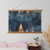 Starlight Evergreen Dreams Botanisch Wandteppich Mit Holzrahmen (Schlafzimmer)
