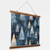 Starlight Evergreen Dreams Botanisch Wandteppich Mit Holzrahmen (Gewinkelt)