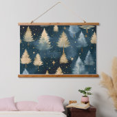 Starlight Evergreen Dreams Botanisch Wandteppich Mit Holzrahmen (Schlafzimmer)