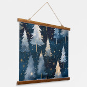 Starlight Evergreen Dreams Botanisch Wandteppich Mit Holzrahmen (Gewinkelt)