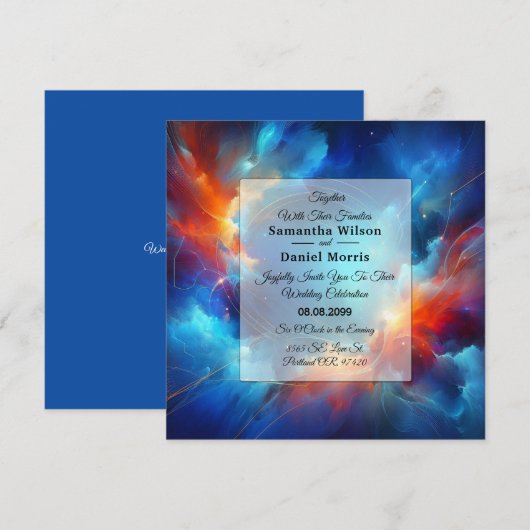 Starlight Fusion of Fire and Ice Wedding Einladung (Vorne/Hinten)