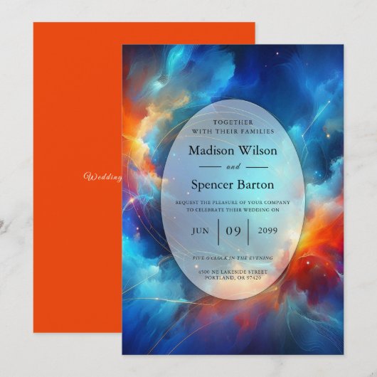 Starlight Fusion von Feuer und Eishochzeit Einladung (Vorne/Hinten)