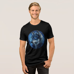 Starlight Gaze Cosmic Wolf Art Tri-Blend Shirt