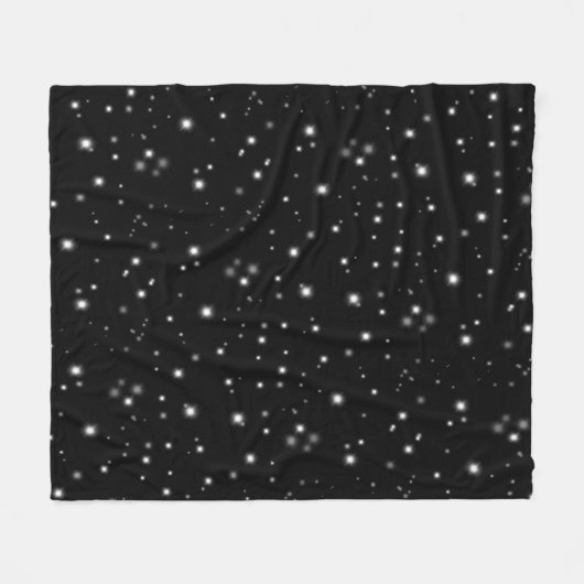 Starlight Glitzern Schwarz-Weiß-Stars Fleecedecke (Vorderseite (Horizontal))
