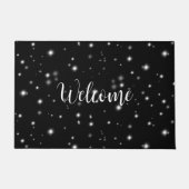 Starlight Glitzern Schwarz-Weiß-Stars Fußmatte (Vorderseite)
