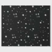Starlight Glitzern Schwarz-Weiß-Stars Geschenkpapier (Flach)