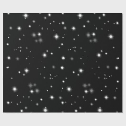 Starlight Glitzern Schwarz-Weiß-Stars Geschenkpapier (Flach)