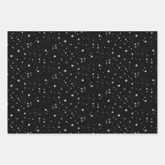 Starlight Glitzern Schwarz-Weiß-Stars Geschenkpapier Set (Vorderseite 3)