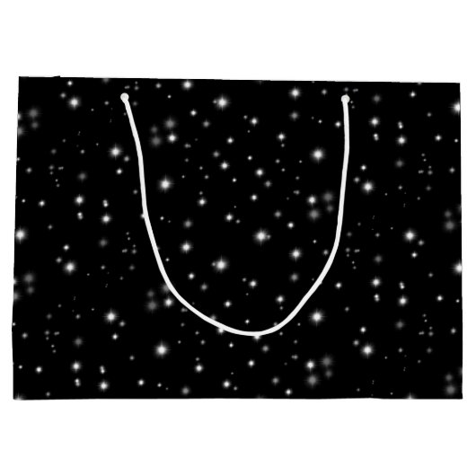 Starlight Glitzern Schwarz-Weiß-Stars Große Geschenktüte (Rückseite)