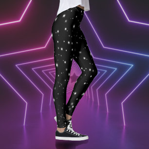 Starlight Glitzern Schwarz-Weiß-Stars Leggings