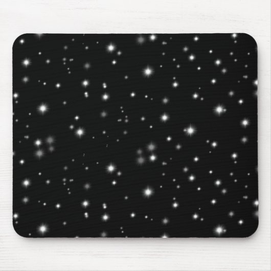Starlight Glitzern Schwarz-Weiß-Stars Mousepad (Vorne)