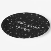 Starlight Glitzern Schwarz-Weiß-Stars Pappteller (Schrägansicht)