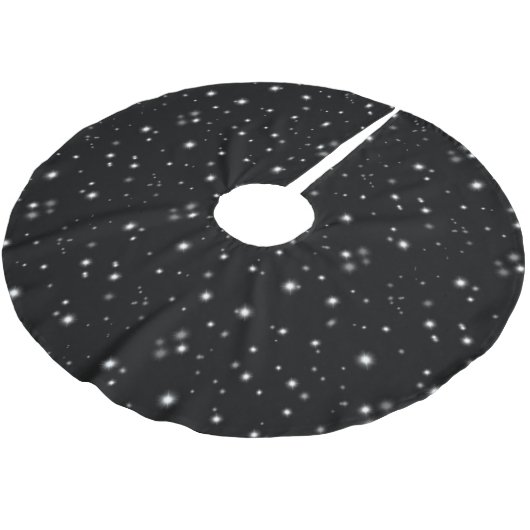 Starlight Glitzern Schwarz-Weiß-Stars Polyester Weihnachtsbaumdecke (Schrägansicht)
