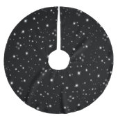 Starlight Glitzern Schwarz-Weiß-Stars Polyester Weihnachtsbaumdecke (Vorderseite)