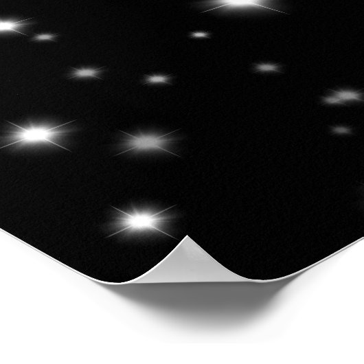 Starlight Glitzern Schwarz-Weiß-Stars Poster (Ecke)