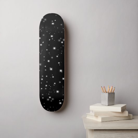 Starlight Glitzern Schwarz-Weiß-Stars Skateboard (Wandkunst)