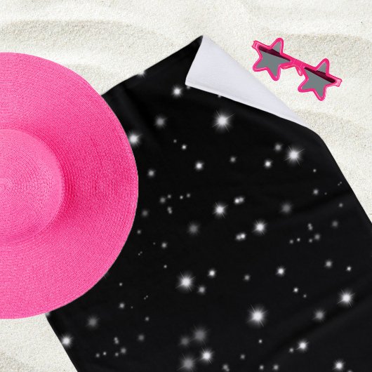 Starlight Glitzern Schwarz-Weiß-Stars Strandtuch