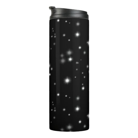 Starlight Glitzern Schwarz-Weiß-Stars Thermosbecher (Nach rechts gedreht)