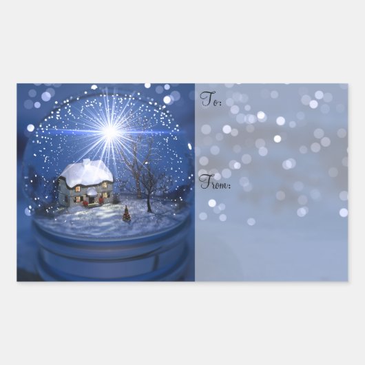 Starlight Globe Weihnachtsgeschenke Labels Rechteckiger Aufkleber (Vorderseite)
